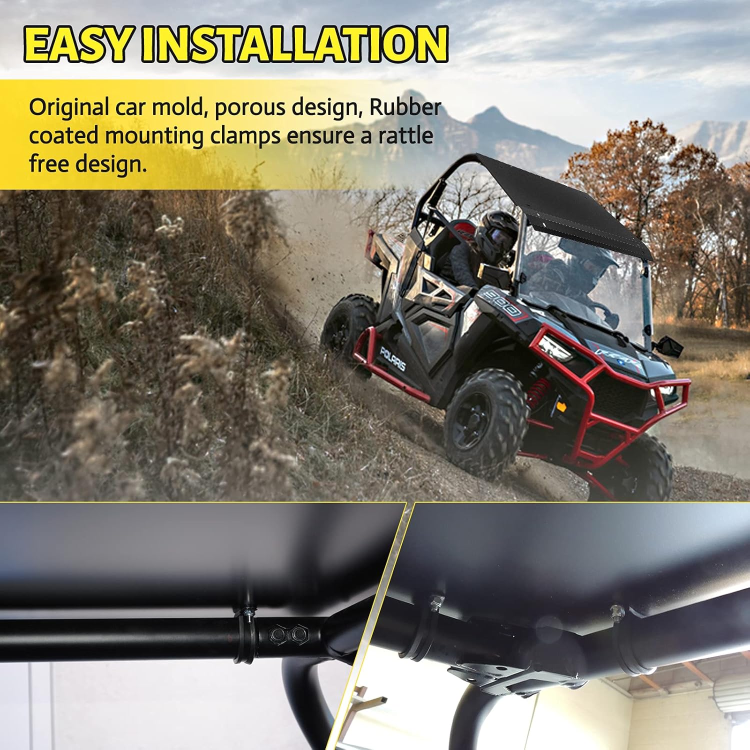 DING.PAI RZR Roof Aluminum UTV Hard Roof Porous Design Easy Installation 2 Seat Fit 2015 2016 2017 2018 2019 2020 2021 Polaris RZR 900 900S 1000S XP 1000