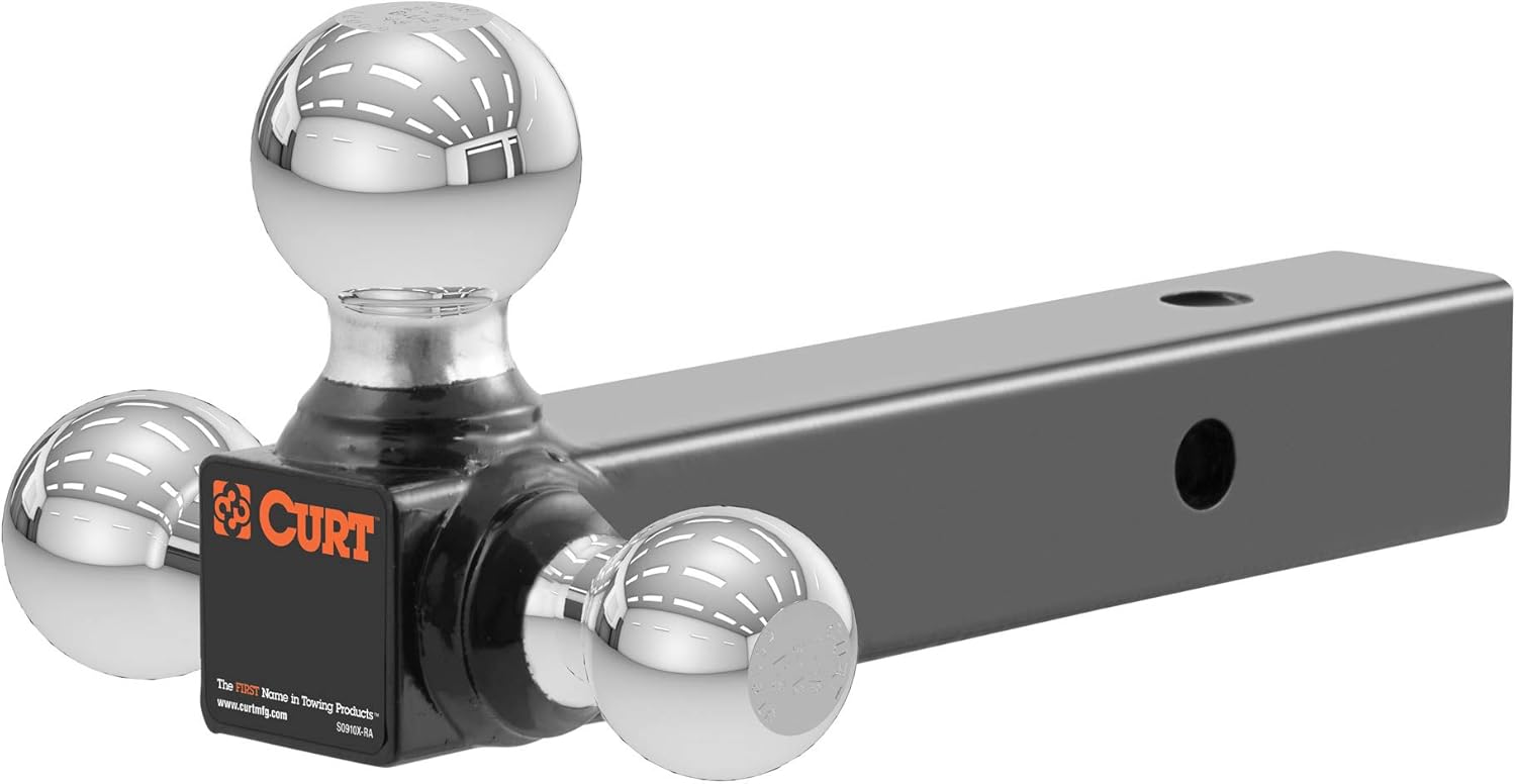 CURT 45655 Multi-Ball Trailer Hitch Ball Mount, 1-7/8, 2, 2-5/16-Inch Balls, Fits 2-Inch Receiver, 10,000 lbs Pack of 2