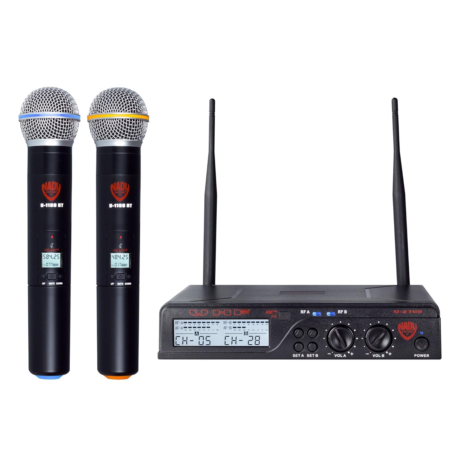 Nady U-2100 Dual Combo LT-GT 200-Channel UHF Wireless Lavalier Microphone and Instrument/Guitar System