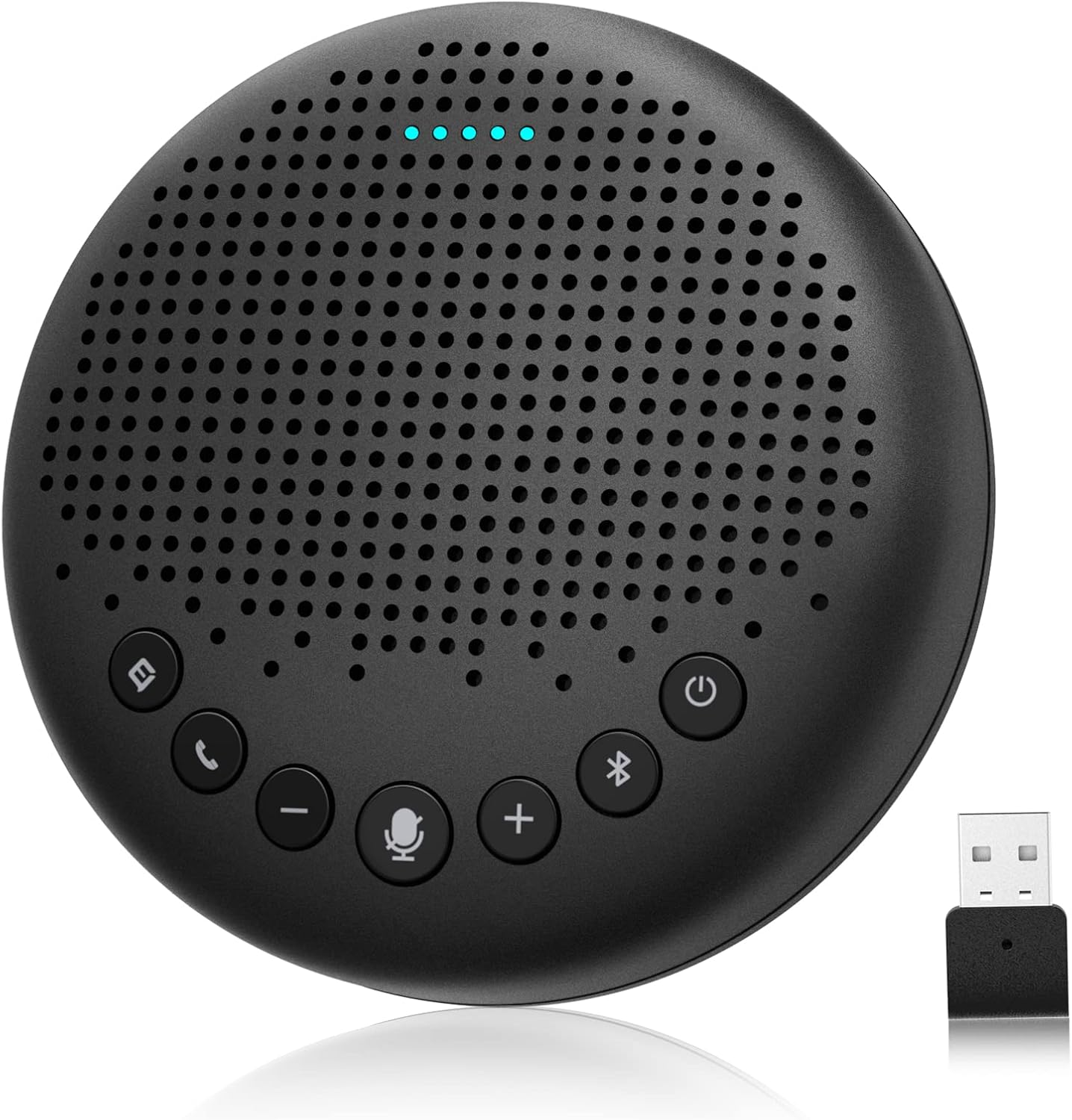 Bluetooth Speakerphone – eMeet Luna Conference Speaker, w/Enhanced Noise Reduction Algorithm, Daisy Chain, w/Dongle USB Speakerphone for Home Office, 360° Voice Pickup for 8 People Black Pack of 2