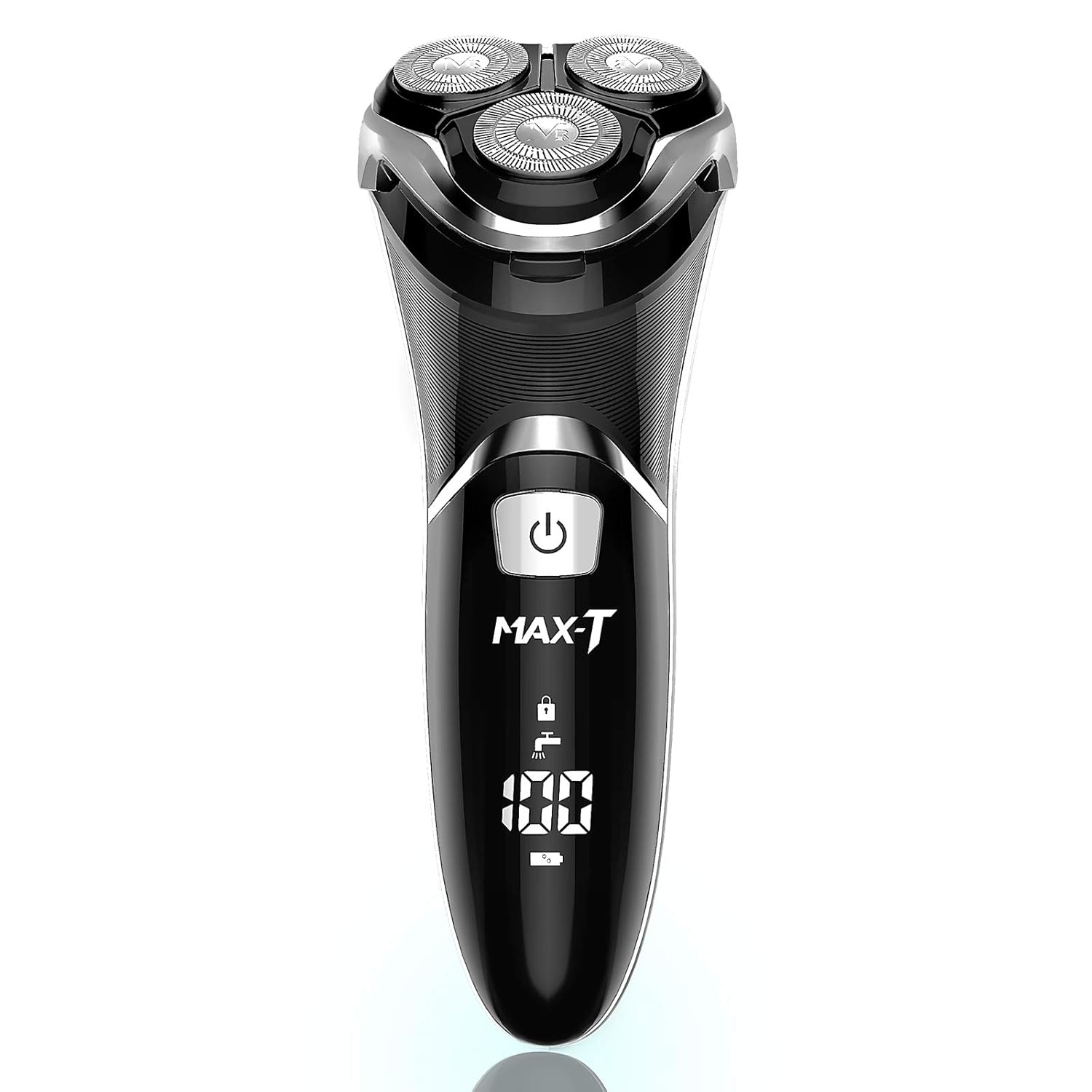 MAX-T Men's Electric Shaver - Corded and Cordless Rechargeable 3D Rotary Shaver Razor for Men with Pop-up Sideburn Trimmer Wet and Dry Painless 100-240V Black Pack of 2