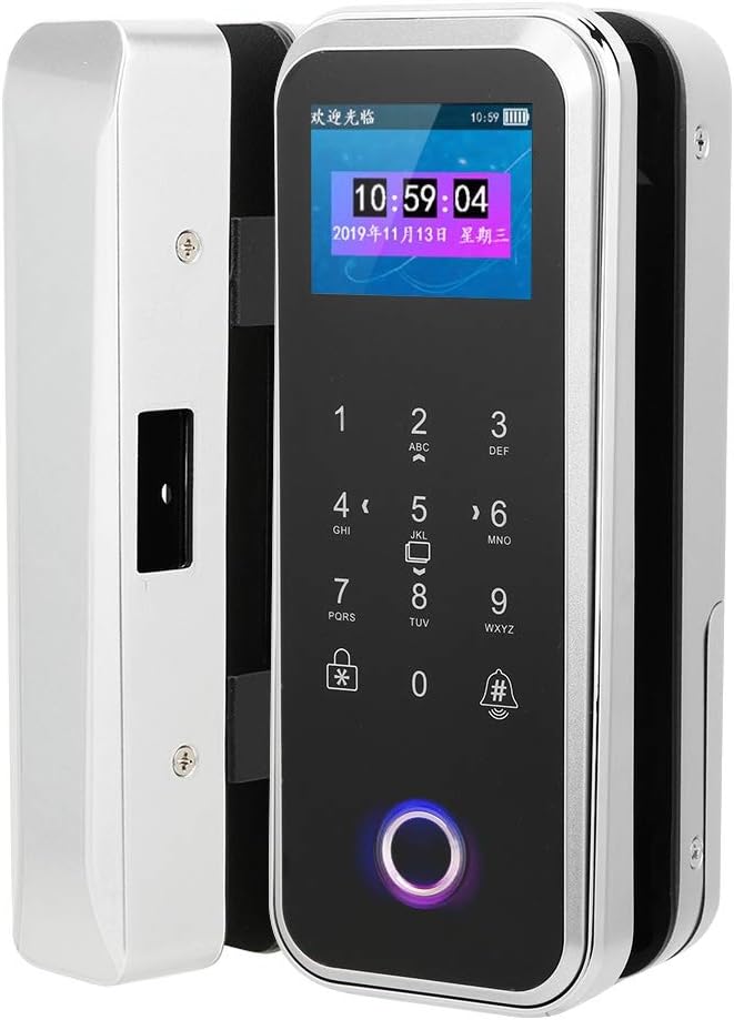 ??????Door Lock WorryFree and Convenient Security Entry Easy Installation withace Door Glass for Frameless/Glass Frame Doors Homes(Silver)