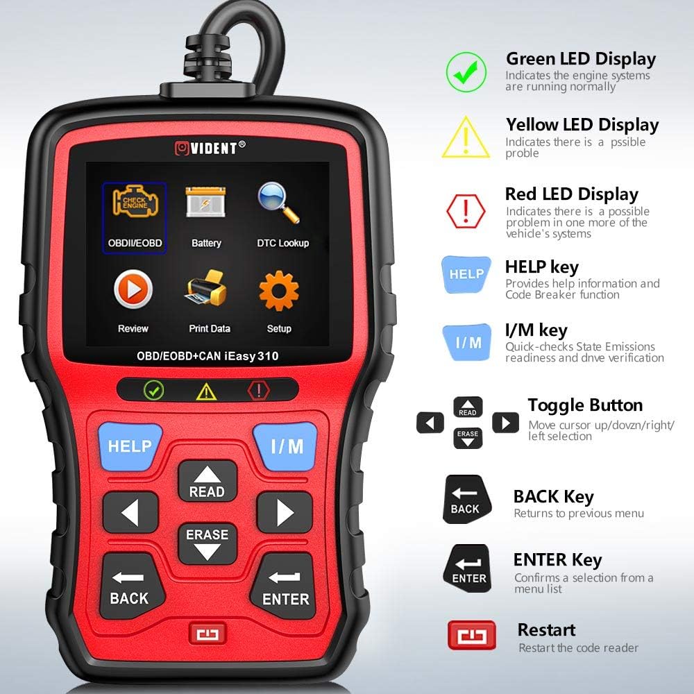 Vident iEasy310 Enhanced OBD2 Scanner Professional OBDII Code Reader Engine Fault Scan Tool Pack of 2