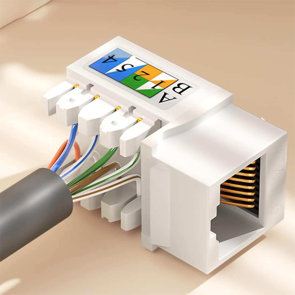 (50-Pack) Cat6 RJ45 Keystone Jack Punch Down Connector Network Ethernet Wall Adapter White Ethernet Module Coupler Pack of 2