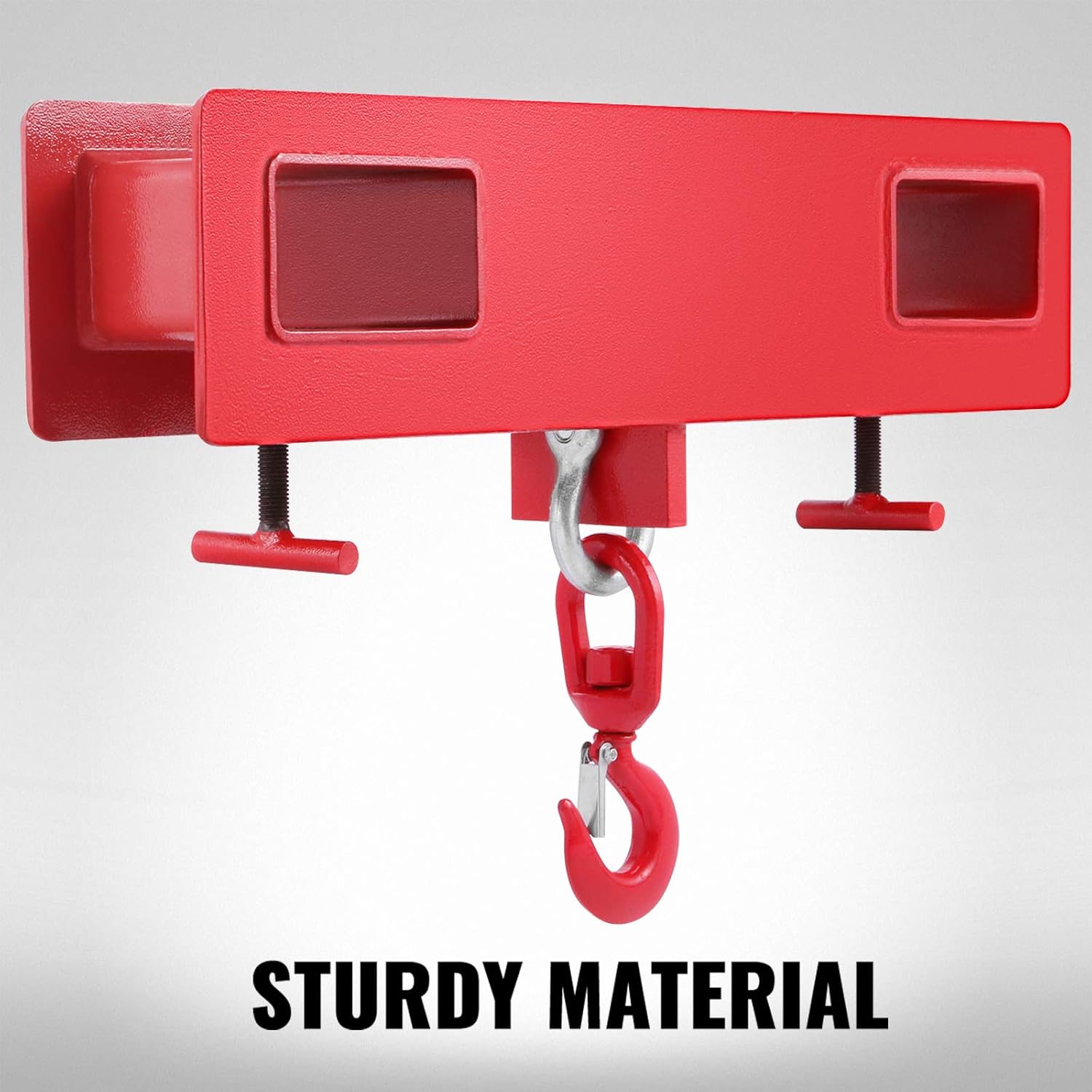 Mophorn Forklift Lifting Hook, 4400lbs Capacity Forklift Lifting Hoist, Red Forklift Mobile Crane with Swivel Hook and Two Large T-Screws, Hook Forklift Lifting Hoist, Fork Lifting Attachment