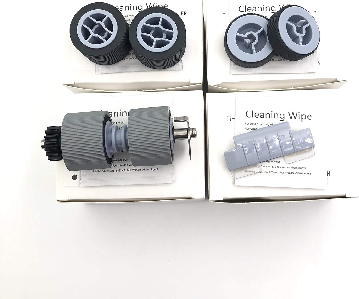 OKLILI PA03450-K011 PA03450-K012 PA03450-K013 PA03450-K014 Pick Roller Set Separator Roller Set Brake Roller Separation Pad Compatible with Fujitsu fi-5900C fi-5950 fi-5900 Scanner Pack of 2