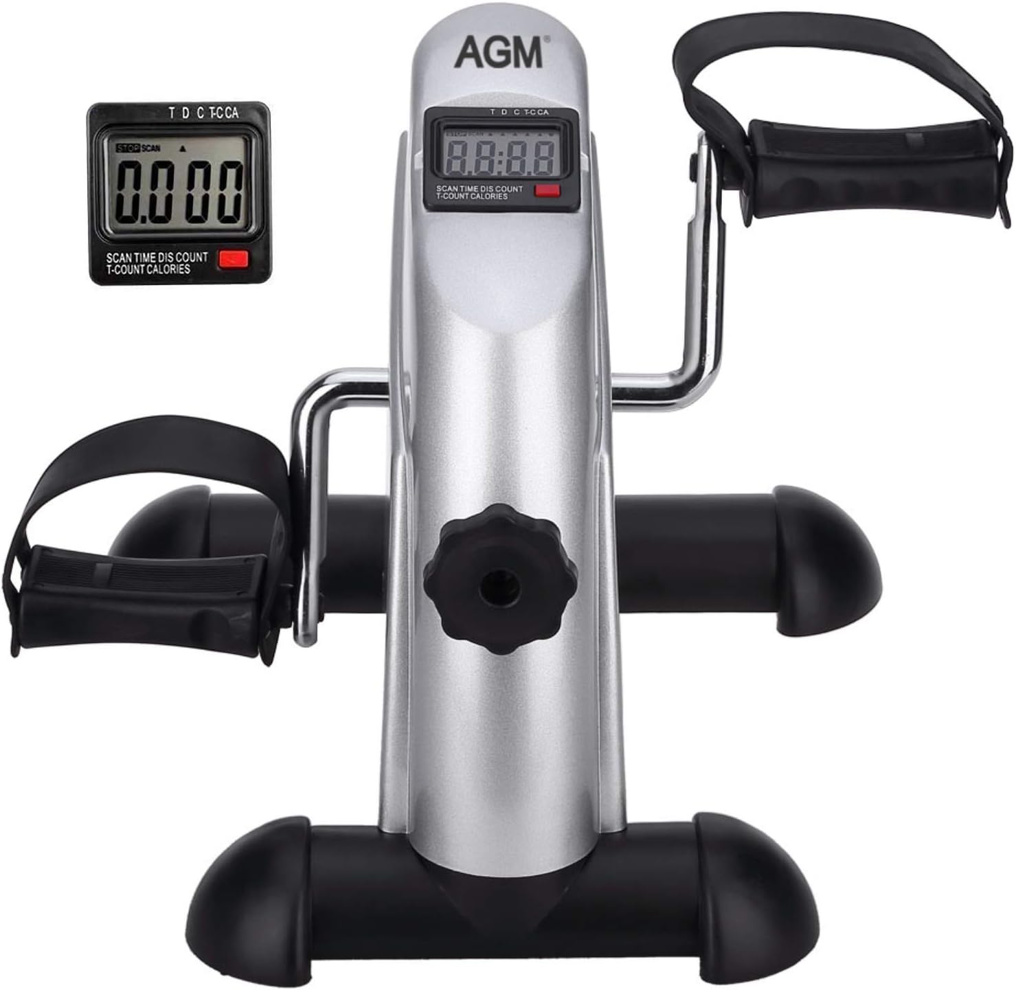 Mini Exercise Bike, AGM Under Desk Bike Pedal Exerciser Foot Cycle Arm & Leg Pedal Exerciser with LCD Screen Displays Pack of 2