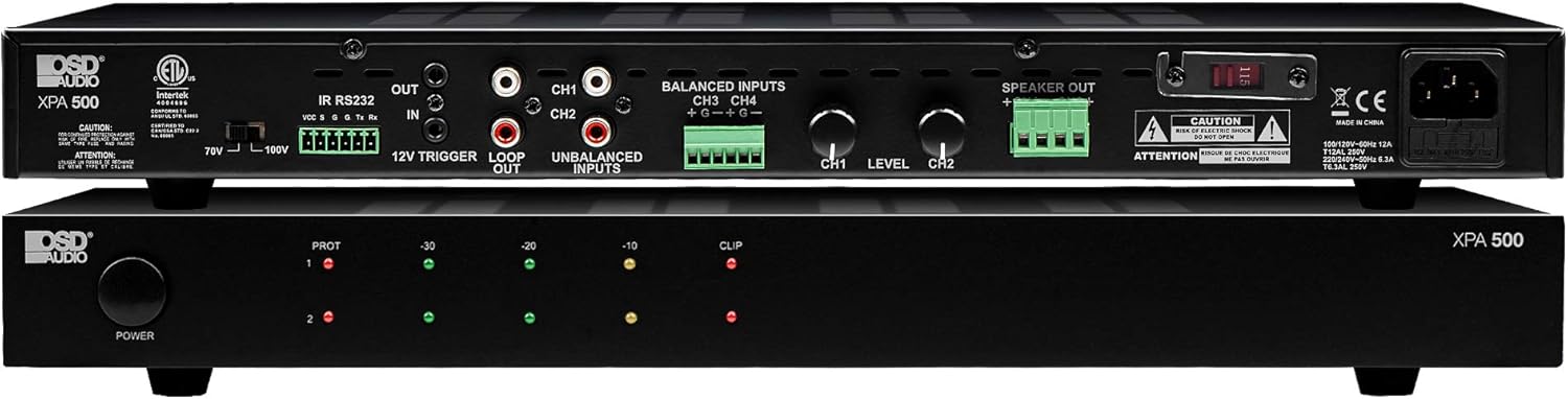 OSD 70V Commercial Multi Channel Amplifier 6 Zones, 60W per Channel, Multi Use 70V /8 Ohm/ 4 Ohm