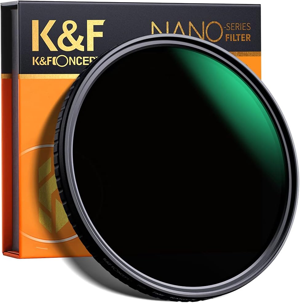 K&F Concept 55mm Variable ND Filter ND8-ND128 (3-7 Stop) HD Hydrophobic VND Filter for Camera Lens No X Cross Pack of 2