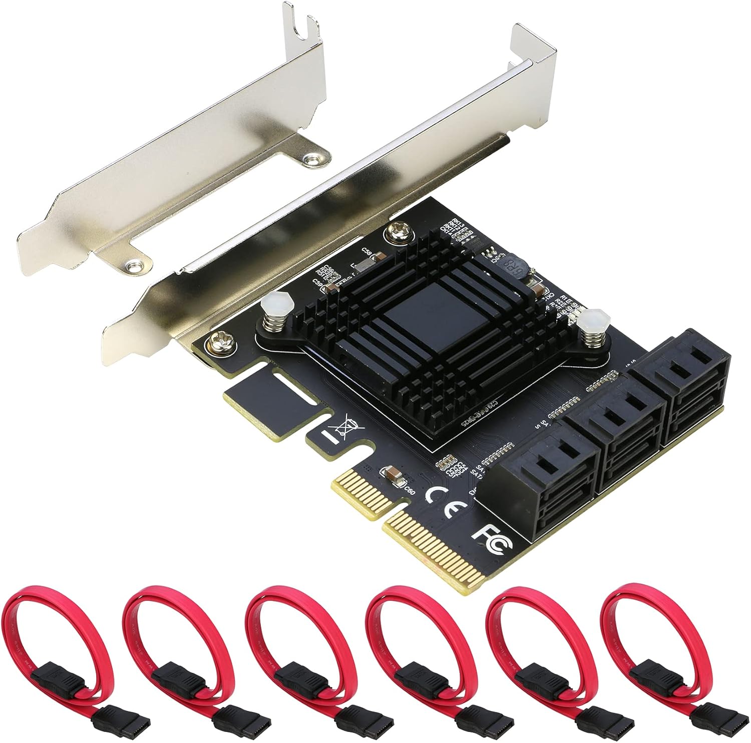 PCIe SATA Card [6 Ports], RIITOP PCIe x4 to 6 Port SATA 3.0 6Gbps Expansion Controller Adapter Pack of 2