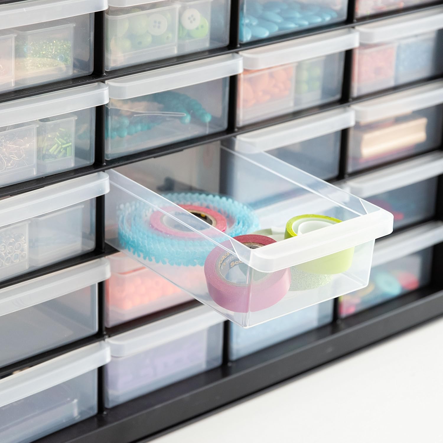 IRIS USA Parts and Hardware Cabinet, 24 Drawers, Black Pack of 2