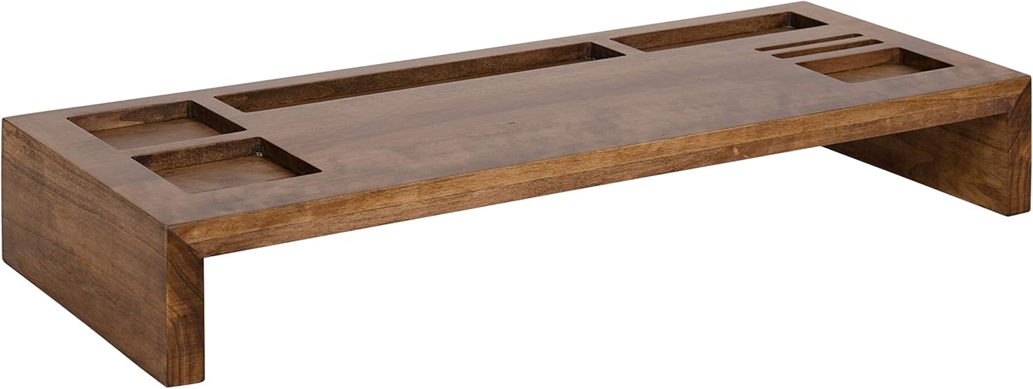 Kate and Laurel Briggs Wood Monitor Riser Desk Organizer, Black Pack of 2