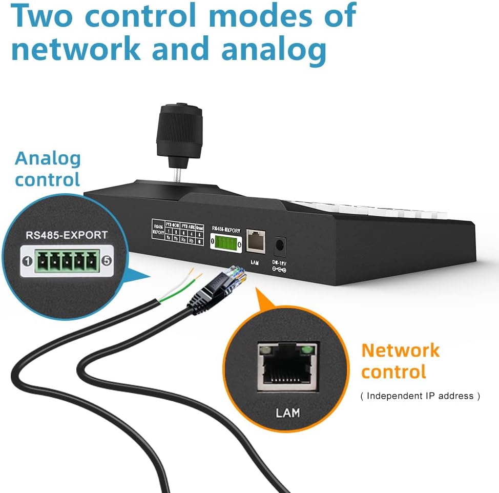 Hsility PTZ Controller Camera Controller Keyboard 4D IP Analog Joystick with RJ45 RS485 for PTZ Camera Video Conference Camera Broadcast Live Stream Cameras