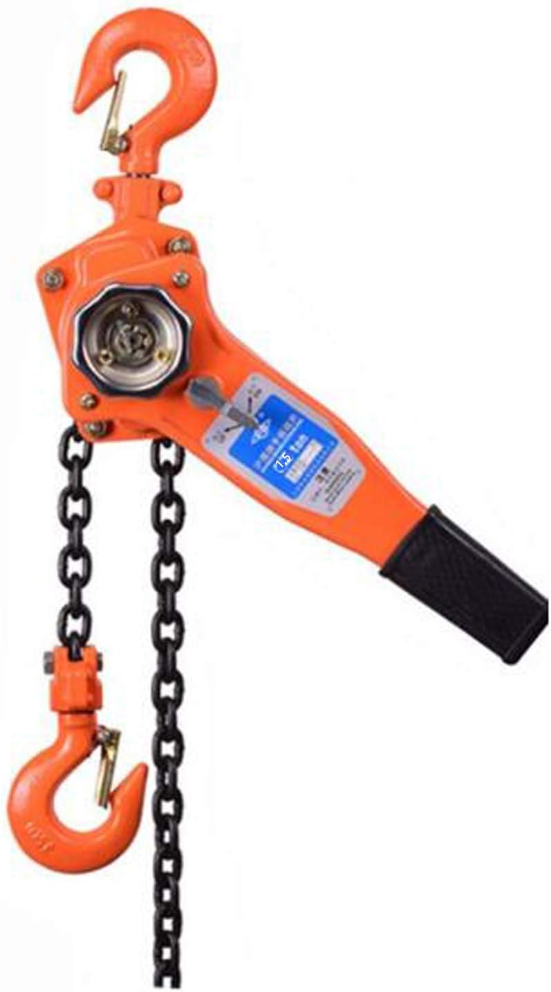 MYOYAY 1-1/2 Ton Manual Lift Lever Block Chain Hoist 3307LBS Chain Come Along 20 feet Ratchet Chain Hoist Come Along Puller 5/16