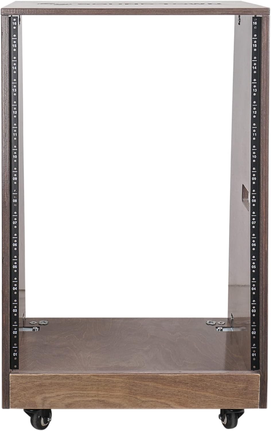Sound Town DIY Slanted 16U Studio Rack, Plywood, Weathered Gray, Rubber Feet, Casters (SDRK-16TB)