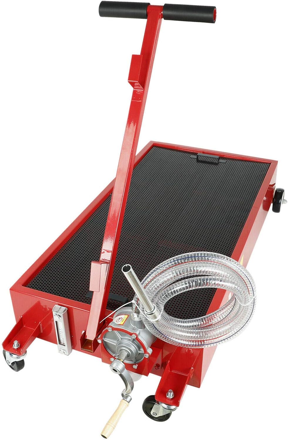 SUPERFASTRACING 17 Gallon Low Profile Oil Drain Pan with 12V DC Centrifugal Electric Pump for Portable Truck Car Tray 8'' Hose