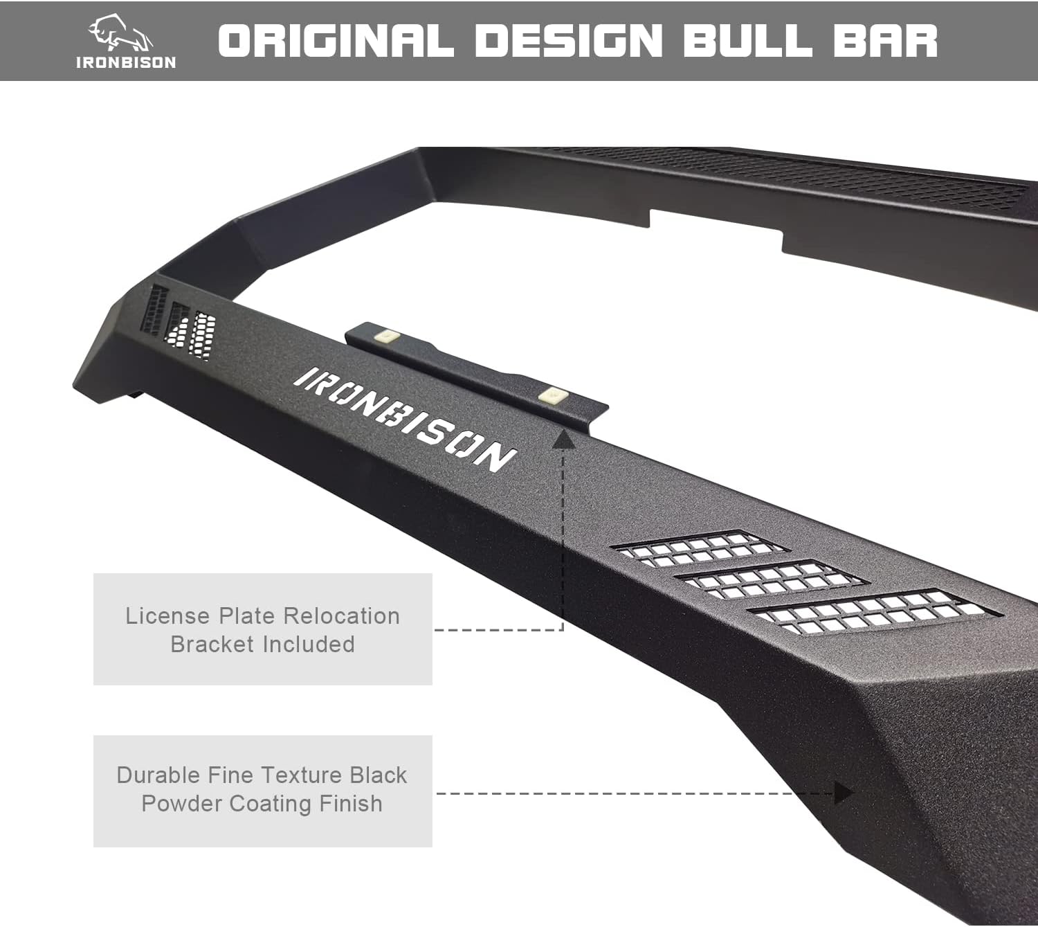 IRONBISON Barde Bull Bar Compatible with 2005-2022 Toyota Tacoma Pickup Truck Fine Textured Black Front Bumper Brush Grille Guard Compatible with 20” LED Light Bar