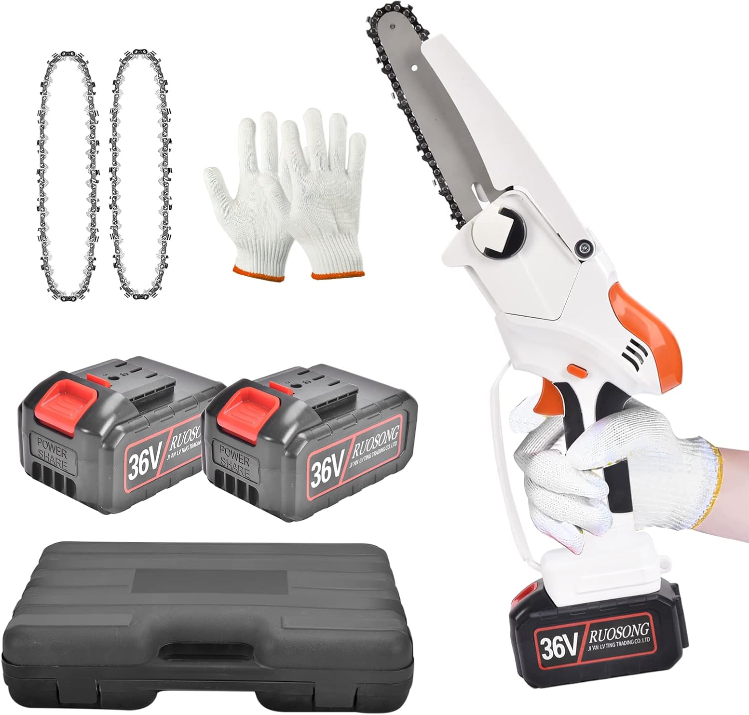 Mini Chainsaw Cordless,6'' 36V Portable Cordless Chainsaw with 2 Rechargeable Batteries for Courtyard Tree Branch Wood Cutting Pack of 2