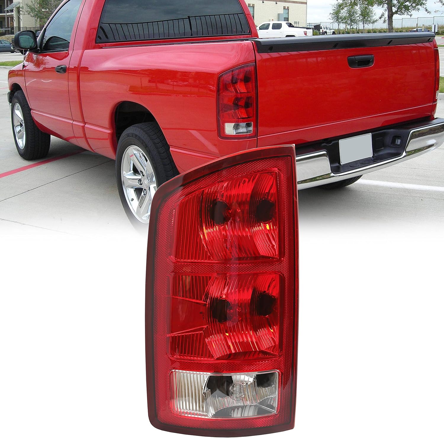 ECOTRIC Pair Tail Light Compatible with 2002-2006 Dodge Ram 1500 / 2003-2006 Ram 2500 3500 Taillight Turn Signal Light Replacement for 55077348AF CH2801147 55077347AF CH2800147 (Red Smoked) Pack of 2