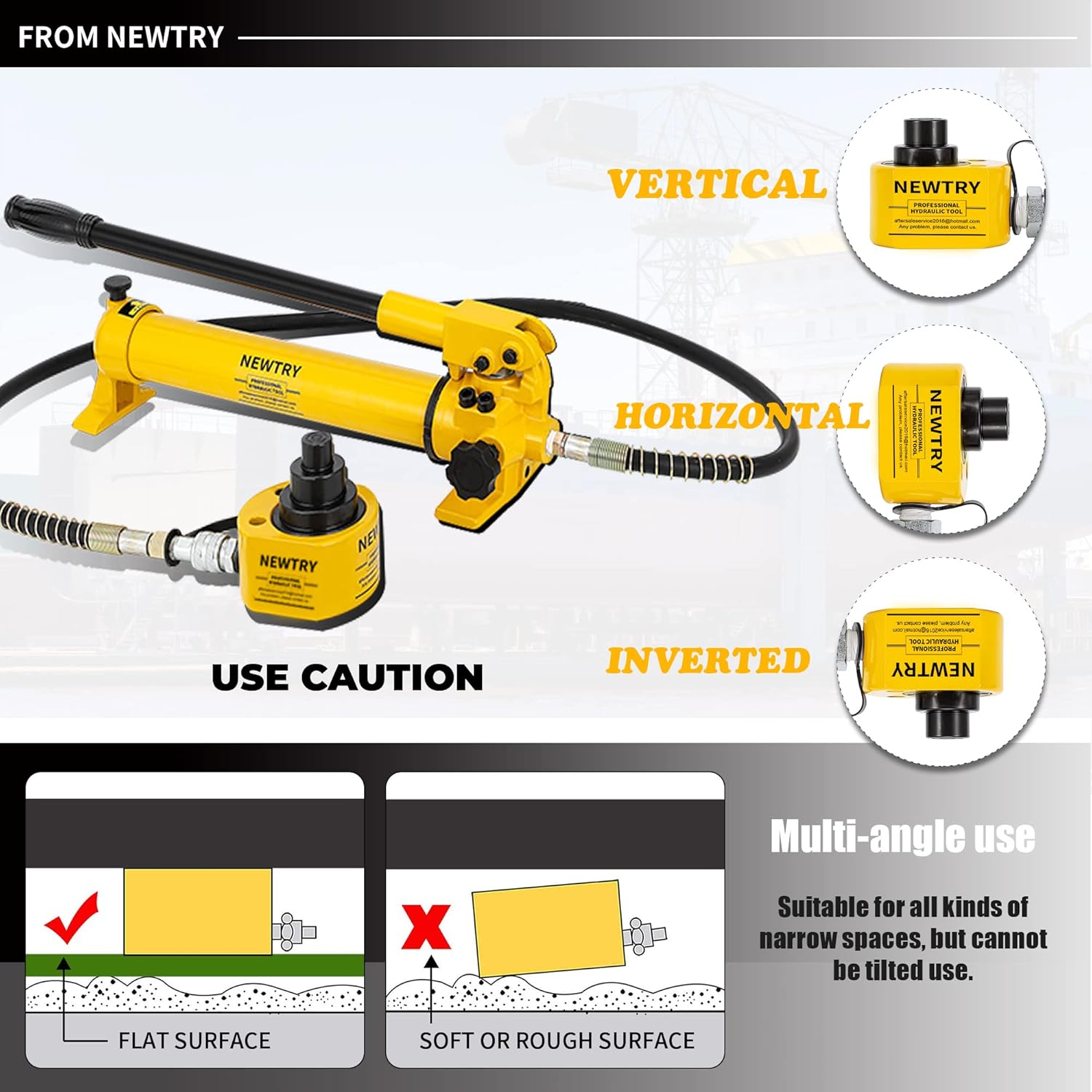NEWTRY 50 ton Low Profile Hydraulic Jack Cylinder + Hand Pump Stoke 65mm(2.56inch) Mini Protable Hydraulic Ram Industrial Thin Lifting Jack, not for Car (50T Hydraulic Jack + cp-700 Pump)