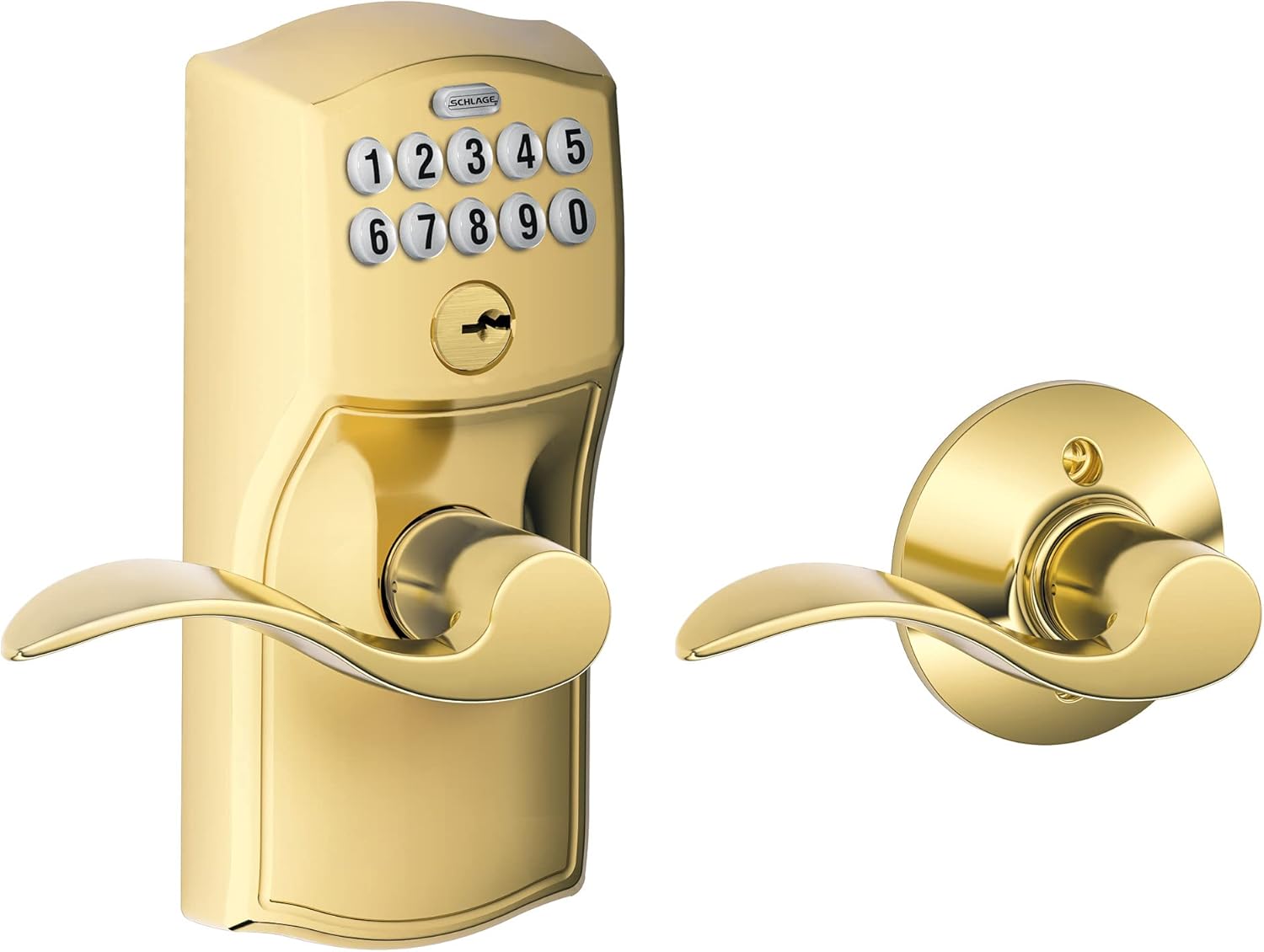 SCHLAGE FE575 PLY 626 ELA Plymouth Keypad Entry with Auto-Lock and Elan Levers, Brushed Chrome
