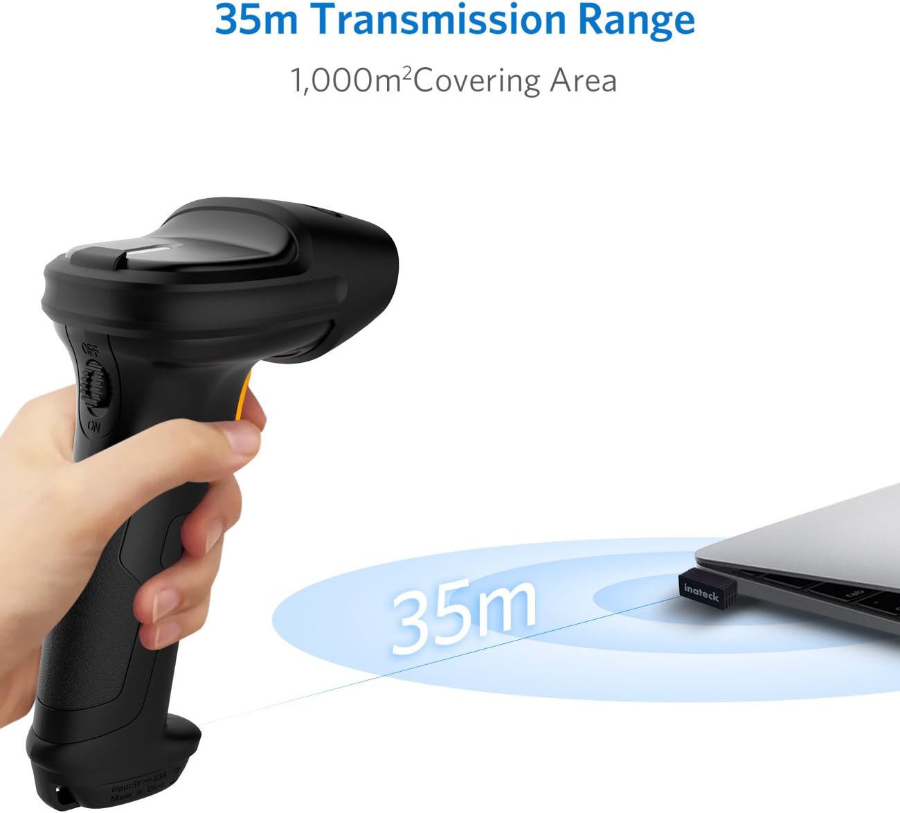 Inateck Barcode Scanner, Wireless Scanner, 2600mAh Battery, 35M Range, Automatic Scanning, BCST-60 Black Pack of 2