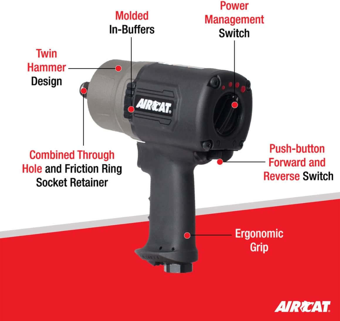 AIRCAT 1770-XL 3/4 Inch Composite Impact Wrench 1600 ft-lbs