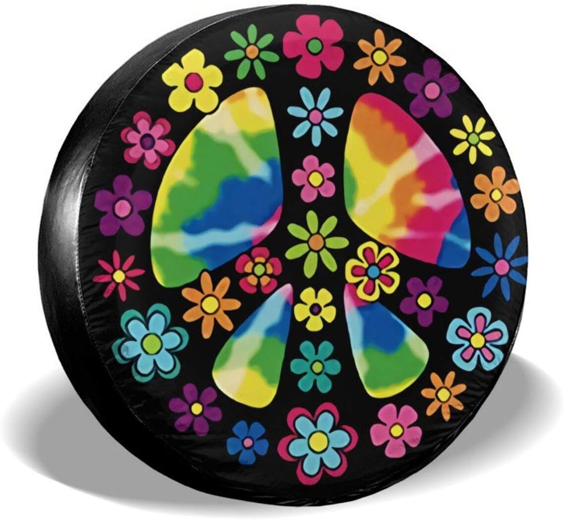 Spare Tire Cover Peace Sign Waterproof Dust-Proof Universal Wheel Tire Covers Fit for Trailer, Rv, SUV Truck and Many Vehicle Camper Accessories Pack of 2