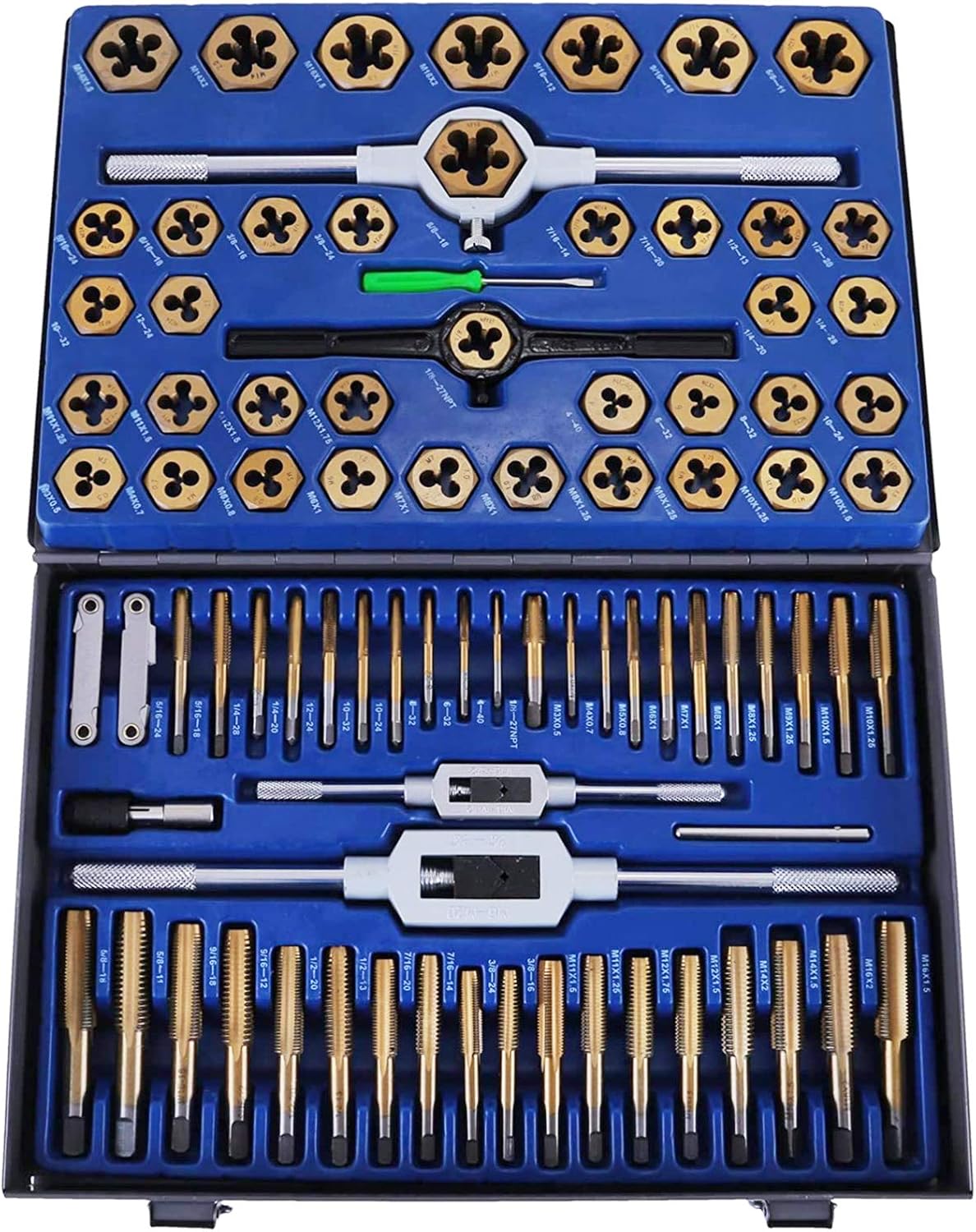 Happybuy 86PC Tap and Die Set Combination Metric Tap and Die Sae Tap and Die Set Tungsten Steel Titanium SAE and Metric Tool (86PC Tap and Die)