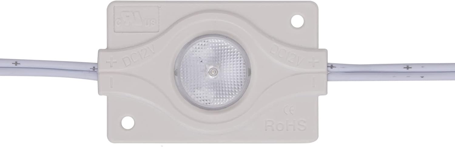 LED Module UL Listed, 1.8W DC12V 6500K White Waterproof Decorative Light for Lightbox Letter Advertising Signs with Tape Adhesive Backside (100pcs Pack) Pack of 2