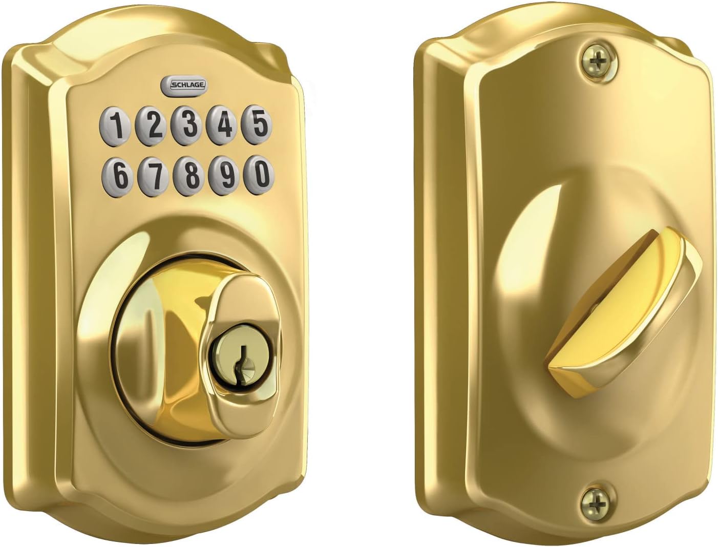 Schlage BE365 V CAM 716 Camelot Keypad Deadbolt, Electronic Keyless Entry Lock, Aged Bronze