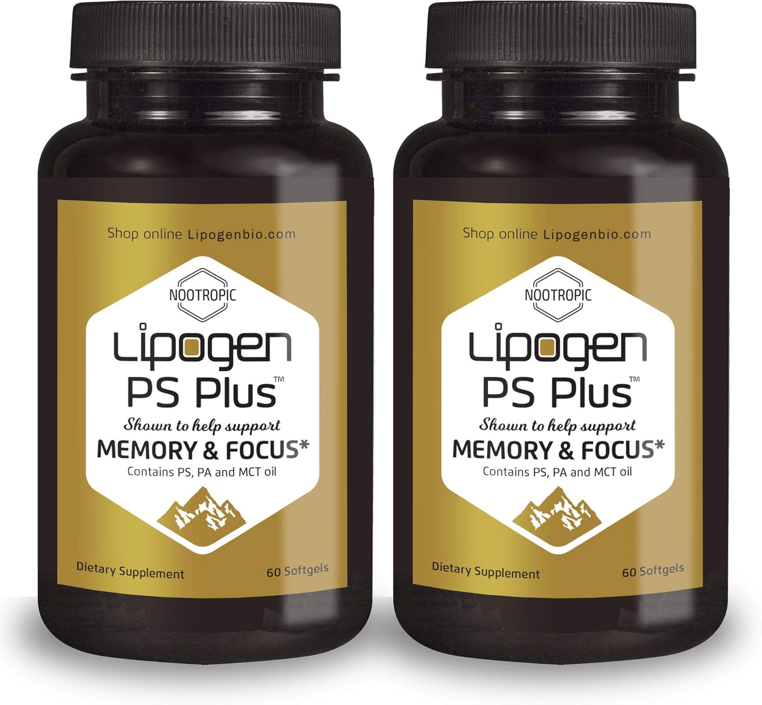 Lipogen PS Plus - Memory, Focus, Clarity Brain Booster Supplement, Scientifically Formulated to Enhance Cognitive Function, Clinically Proven Formula. (120 softgels) Pack of 2