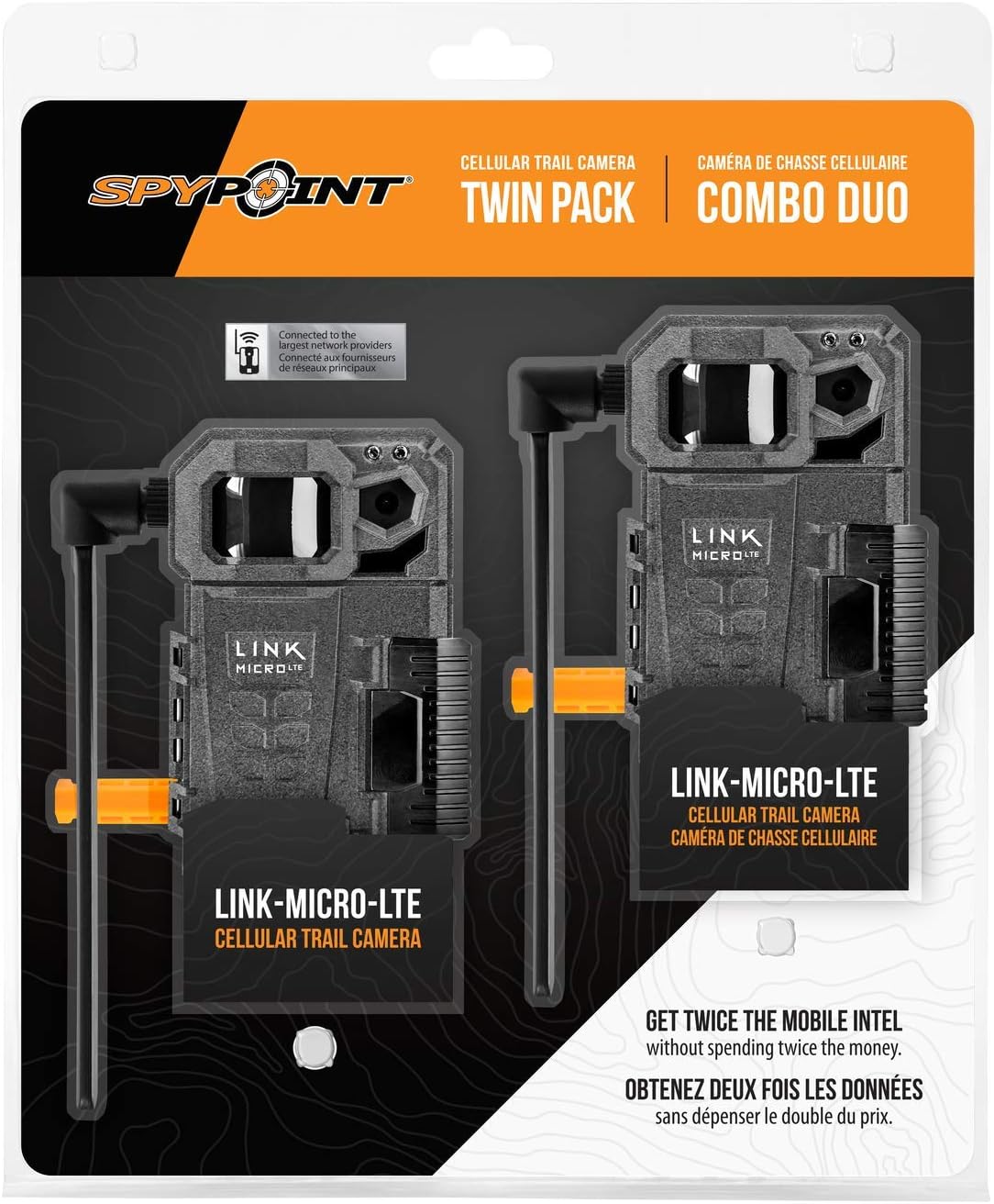 SPYPOINT Link-Micro-LTE Cellular Trail Camera Twin Pack with Two SD Cards and Two Steel Cases (Link-Micro-LTE-V)