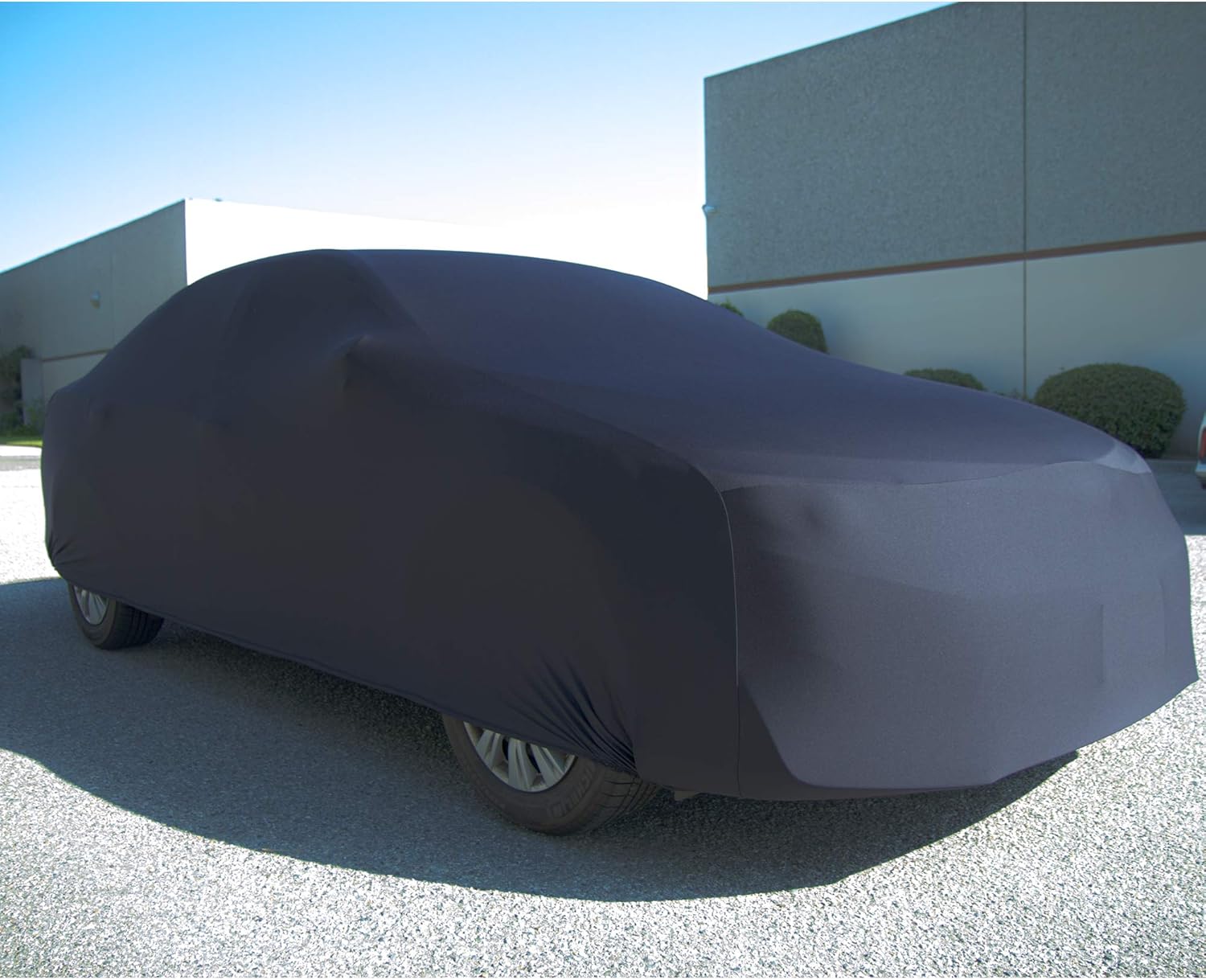 Indoor Satin Car Cover for Chevrolet Tahoe 1995-1999 2-Door SUV, Semi Custom Fit Elastic Stretchy Flexible High-end Luxury Dust Protection-Black