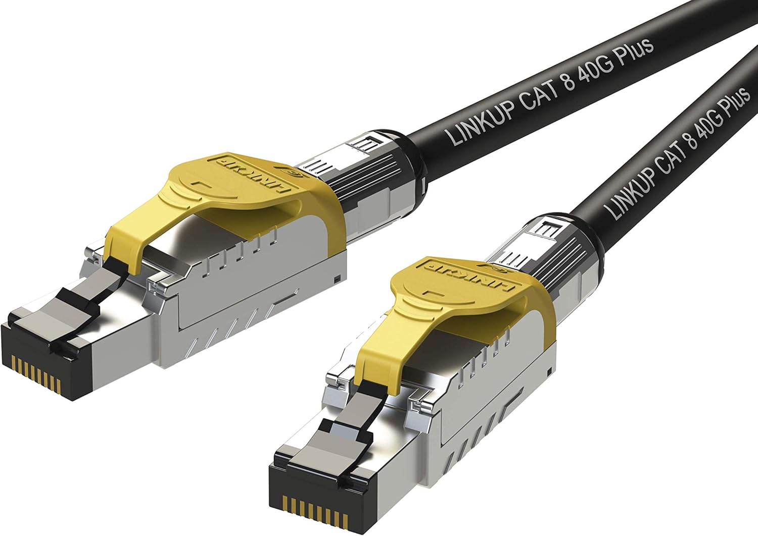 LINKUP – [40Gbps Certified] Cat8 Ethernet Patch Cable Double Shielded┃2000MHz (2GHz) Cat8.1┃Future Proof LAN Wires Compatible with Cat7A, Cat7, Cat6A, 25G, 10G, 1G Network [Yellow] - 50ft (15M) Pack of 2