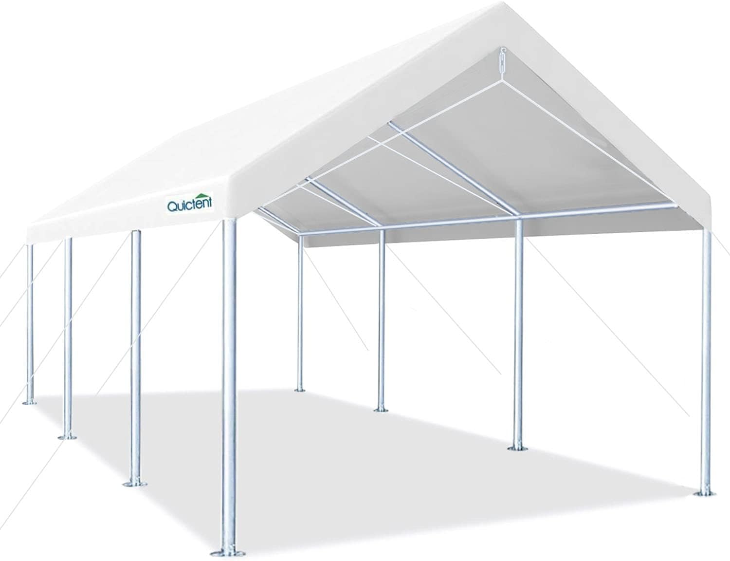 Quictent 10’x20’ Heavy Duty Carport Car Canopy Galvanized Car Boat Shelter with Reinforced Steel Cables-Silver Gray