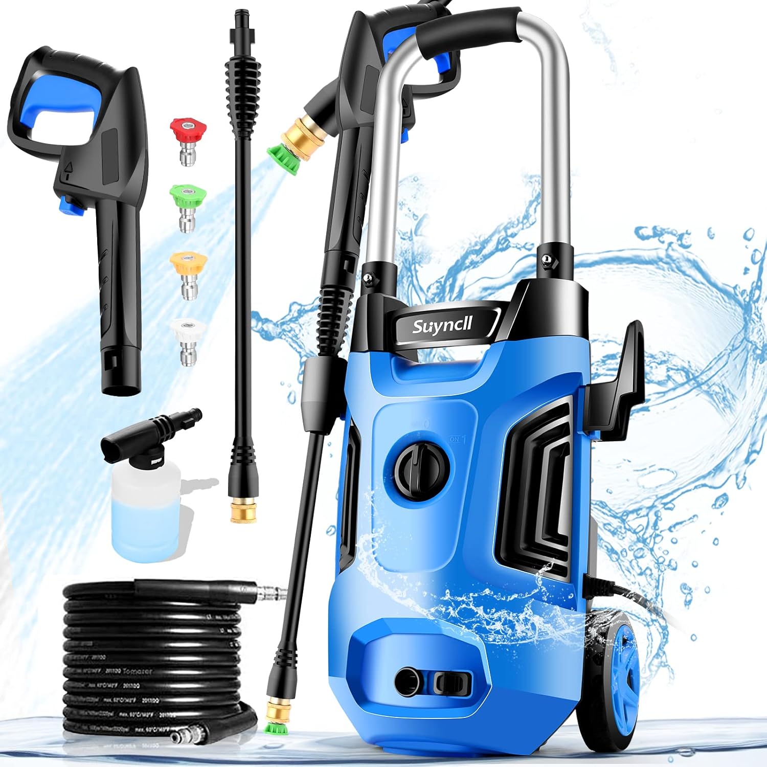 Suyncll 2300PSI Electric Pressure Washer 1.7GPM Power Washer 1800W High Pressure Washer Cleaner with All-in-one Spray Nozzle, 20 Ft Hose & 35 Ft Wire