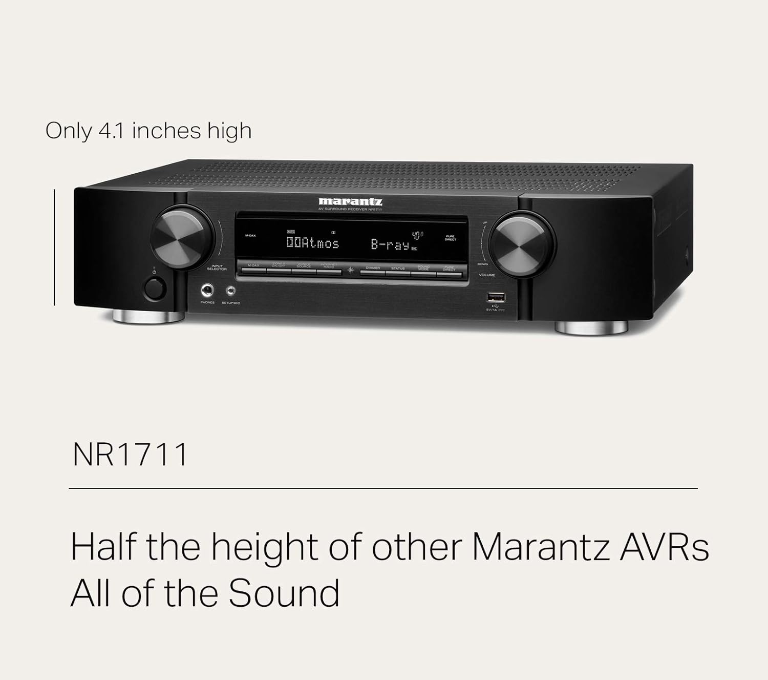 Marantz NR1711 8K Slim 7.2 Channel Ultra HD AV Receiver (2020 Model) – Wi-Fi, Bluetooth, HEOS Built-in, Alexa & Smart Home Automation - 8K HDMI Videos & Multi-Room Streaming , Black