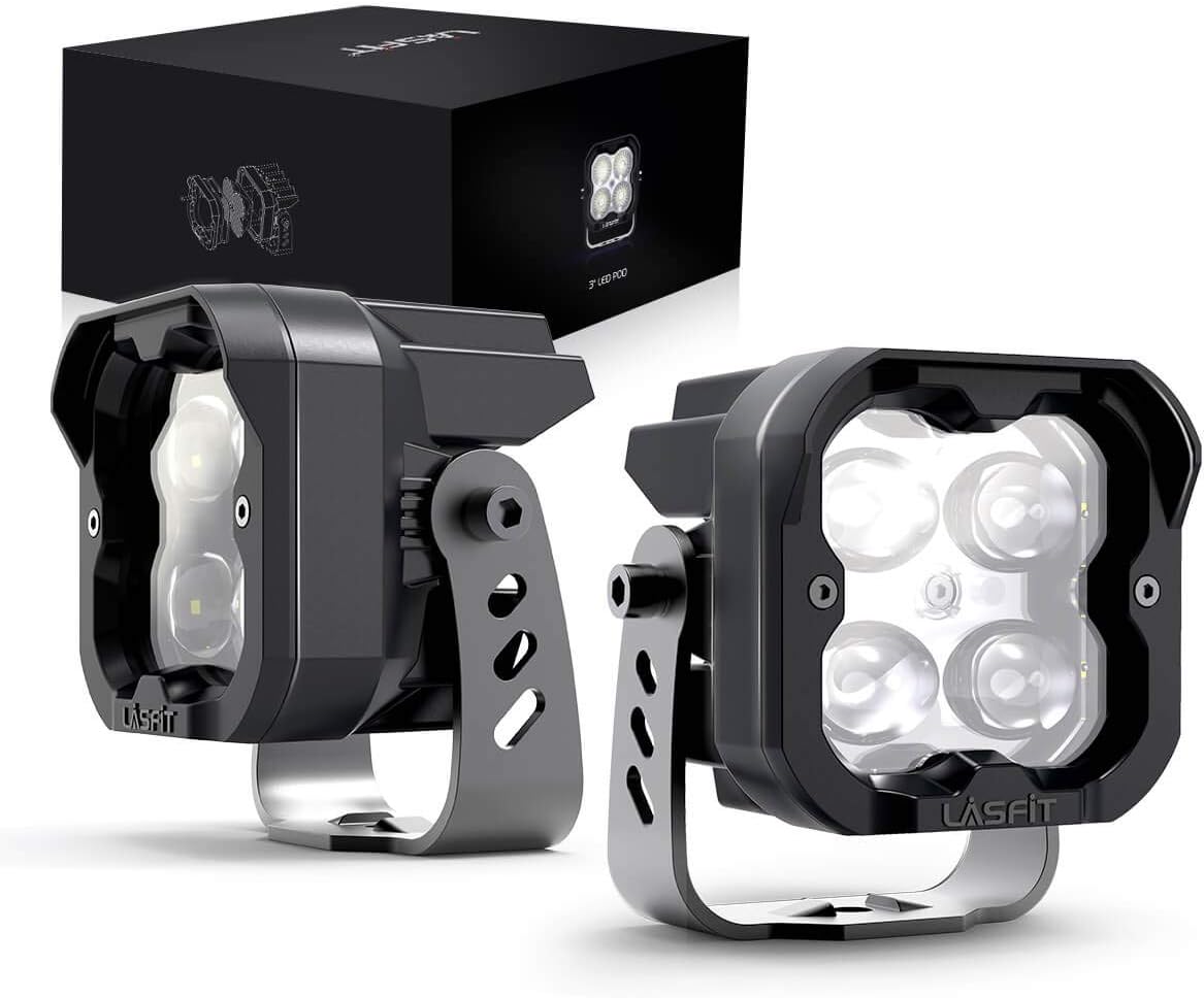 LASFIT 3 inch SAE Fog Lights 36W LED Pods Lights White Street Legal TIR Optics, Pair