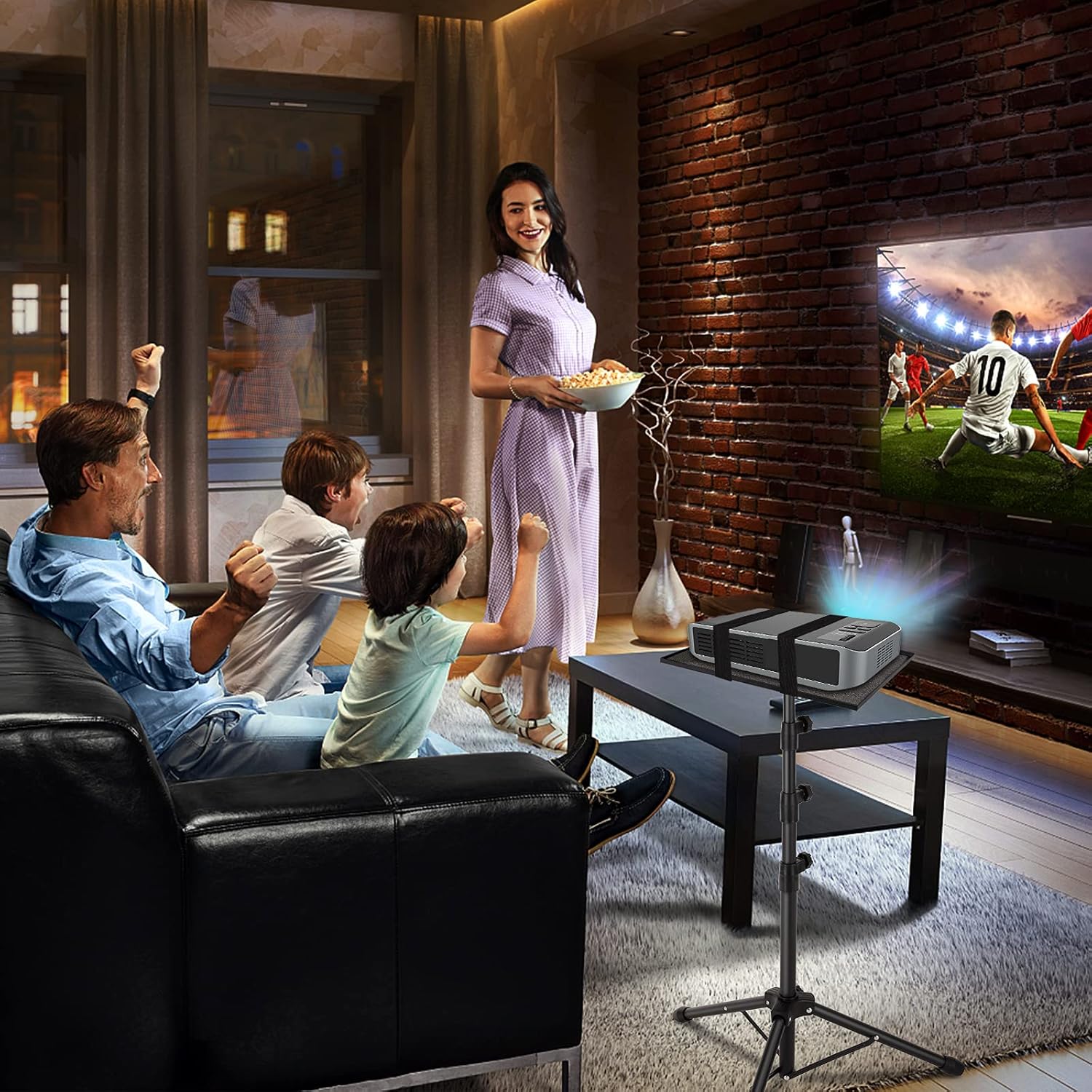 Projector Laptop Tripod Stand, HQISTAR Laptop Floor Stand Folding DJ Equipment Stand Height Adjustable 22 to 63 Inch with Tray and Gooseneck Phone Holder for Stage Studio Home Theater【2022 Upgrdate】 Pack of 2