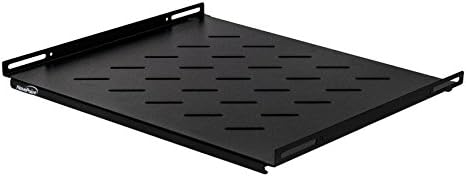 NavePoint 1U 19-Inch Fixed IT Network Cabinet Shelf for 600mm Depth Cabinet Enclosure Vented Black Pack of 2