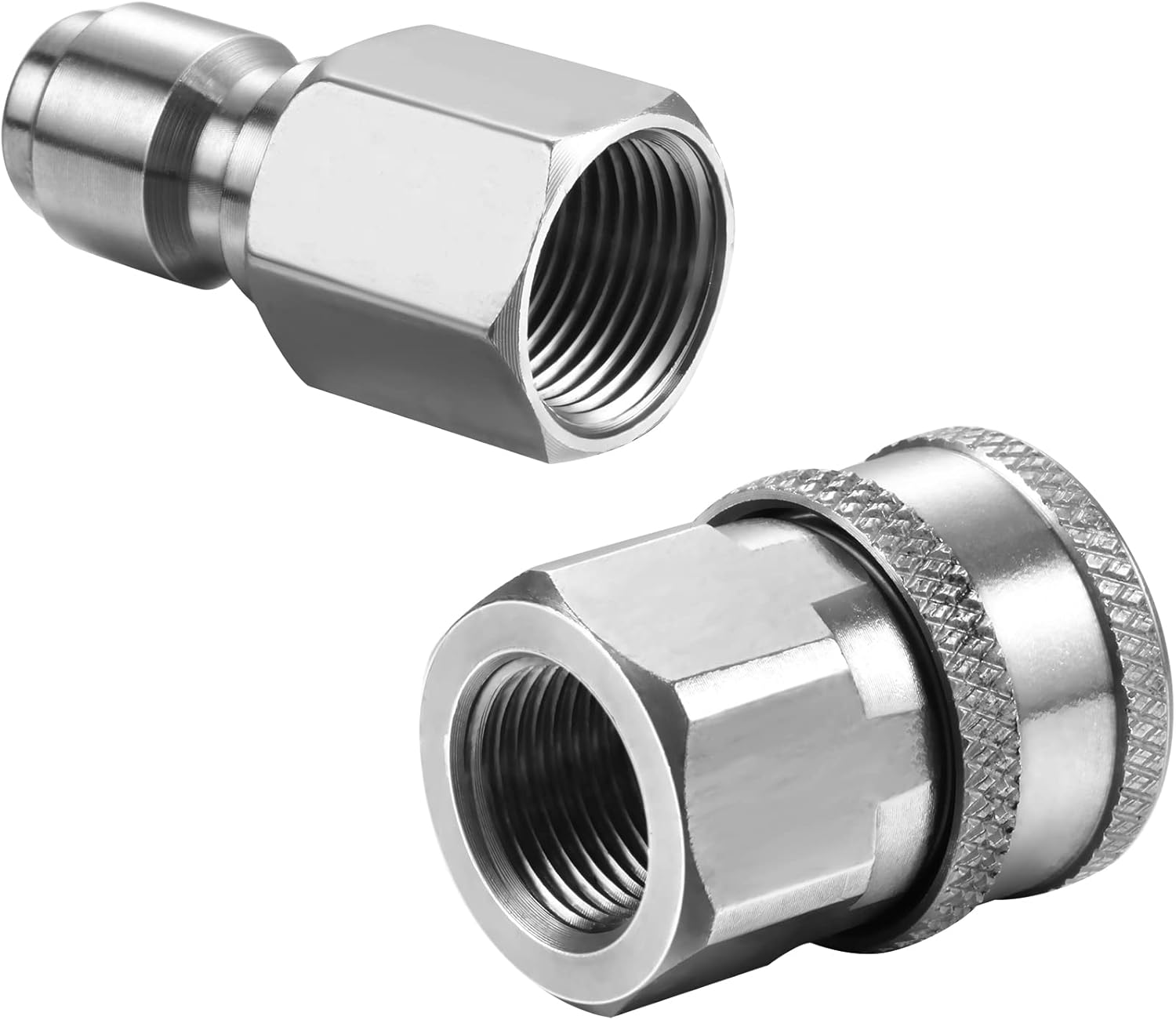 LEIFIDE 8 Sets NPT 3/8 Inch Male and Female Hose Adapter Set Stainless Steel Quick Hose Connector Fittings Quick Connector Pressure Washer Adapter Hose Quick Connector Set Pack of 2