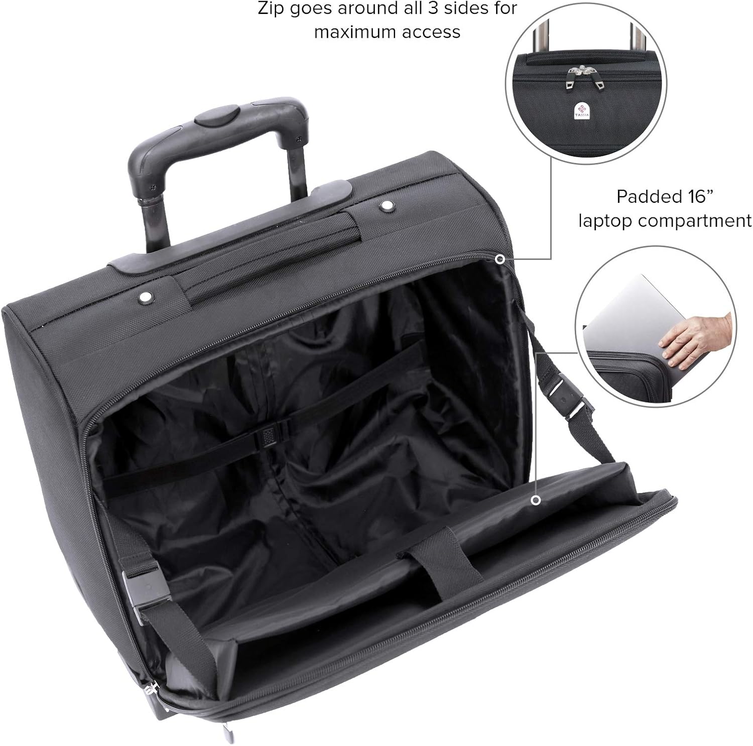 Tassia Business Laptop Roller Case - Large Stowage Area - 2 Wheel