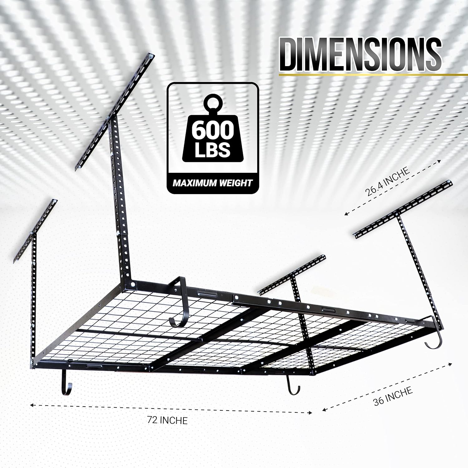 POWERACK Overhead Garage Shelving Storage Rack | Adjustable 3’ x 6’ Ceiling Garage Organization Shelf | 22-40