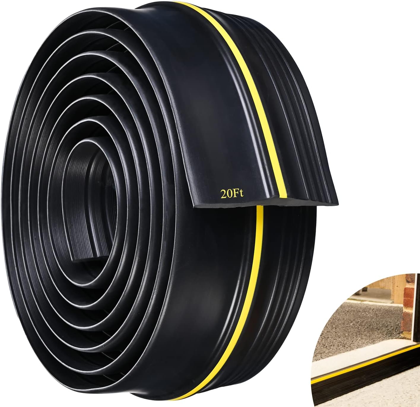 Universal Garage Door Threshold Seal,Bottom Rubber Weather Stripping Replacement,Not Include Adhesive/Sealant (20Ft) Pack of 2