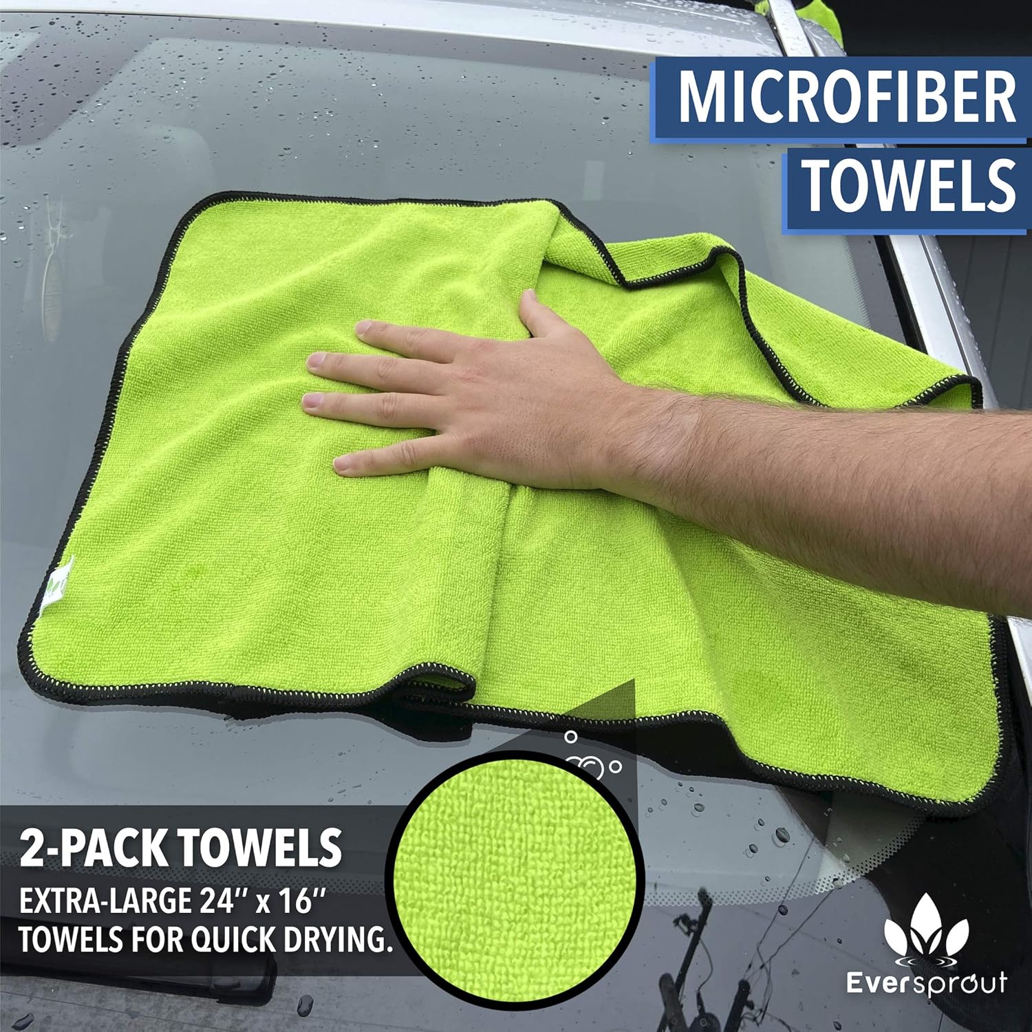 EVERSPROUT 7-to-25 Foot Premium High-Reach Car Wash Kit | Extension Pole, No-Scratch Scrub Brush Pro, Swivel Squeegee, Dual-Sided Carwash Mitts, Microfiber Towels | Cleans Vehicle, RV, Boat, Windows