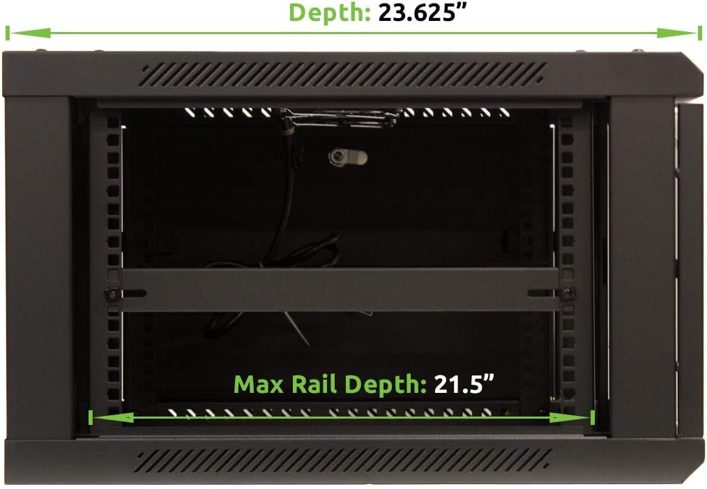 NavePoint 6U Wall Mount Network Server 600mm Depth Cabinet Rack Enclosure Glass Door Lock