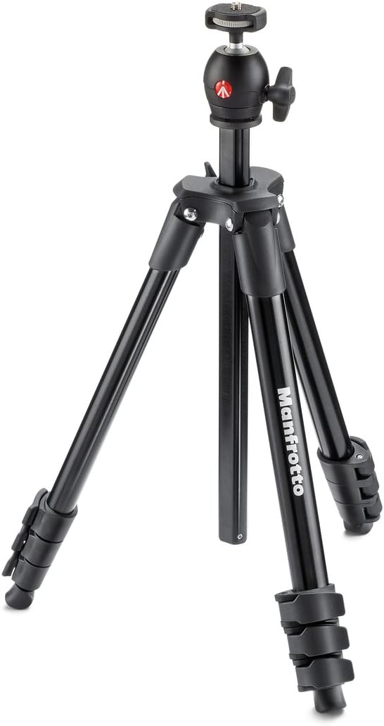 Manfrotto Compact Light Aluminum 4-Section Tripod Kit with Ball Head, Black (MKCOMPACTLT-BK) Pack of 2