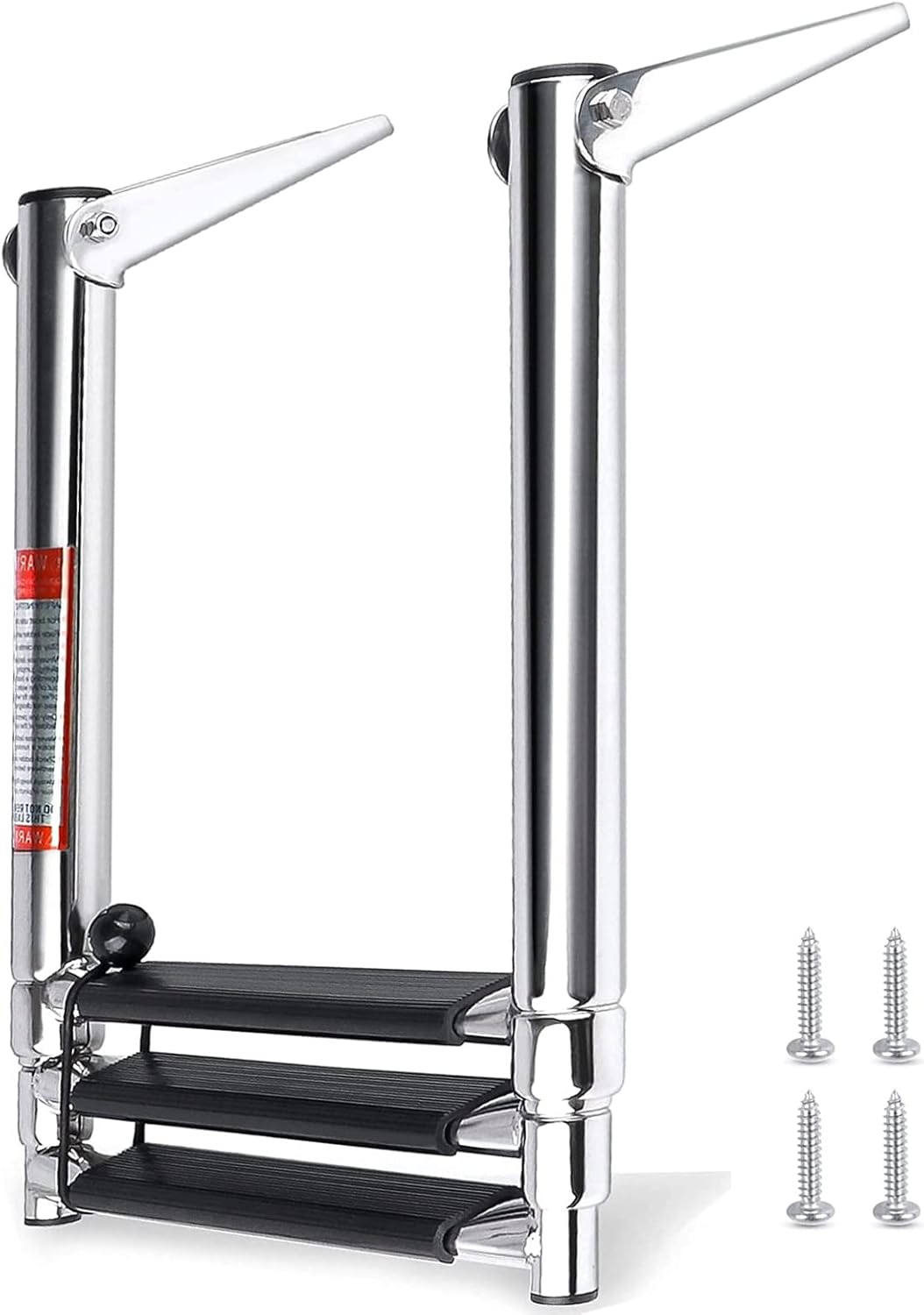 Stainless Steel Telescoping Boat Marine Ladder,3 Step Folding Swim Ladder with Wider Steps for Marine Boat Yacht Swimming Pool Pack of 2