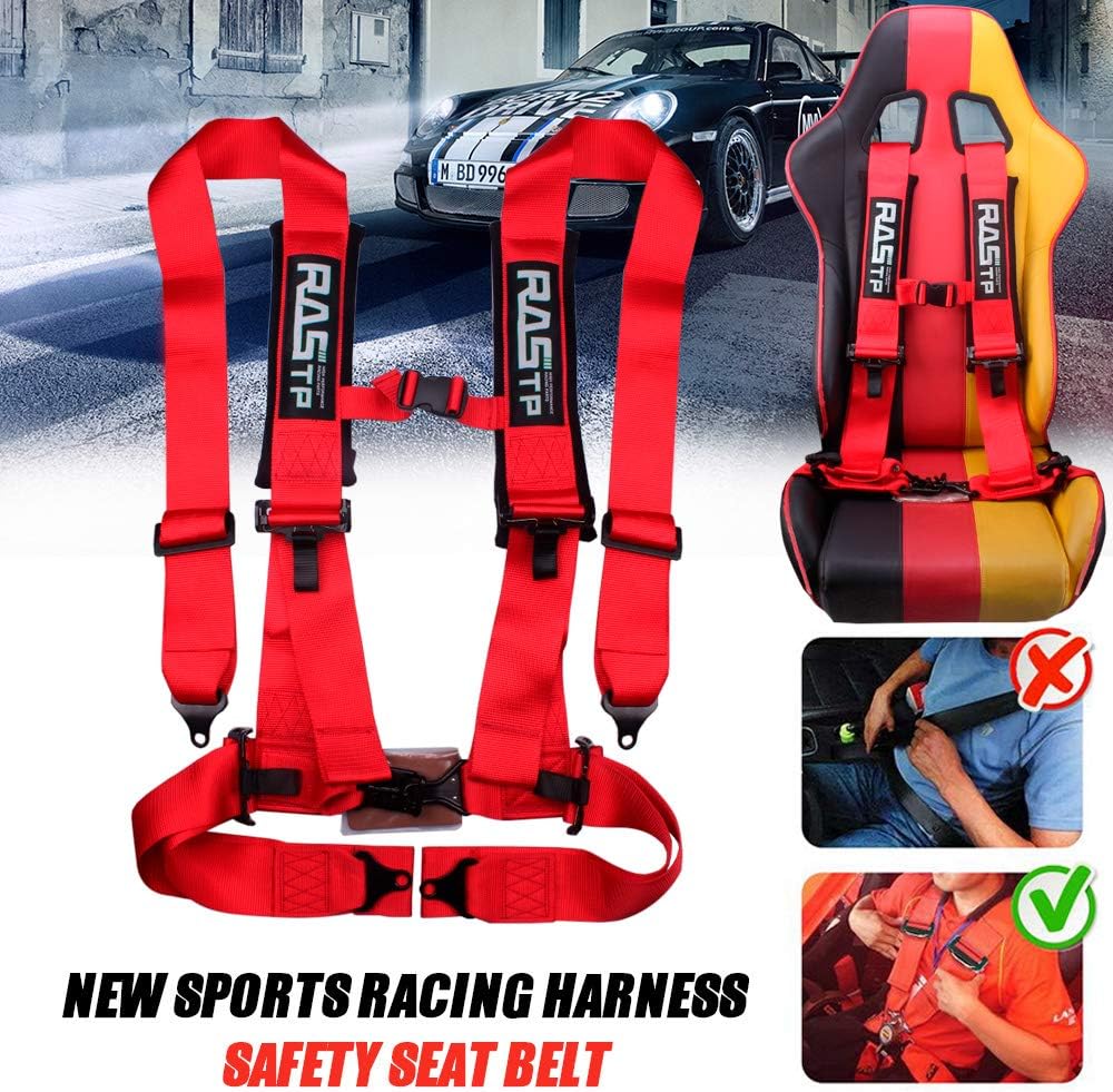 RASTP 4 Point Safety Harness with 3 Inch Padding (Red) Pack of 2